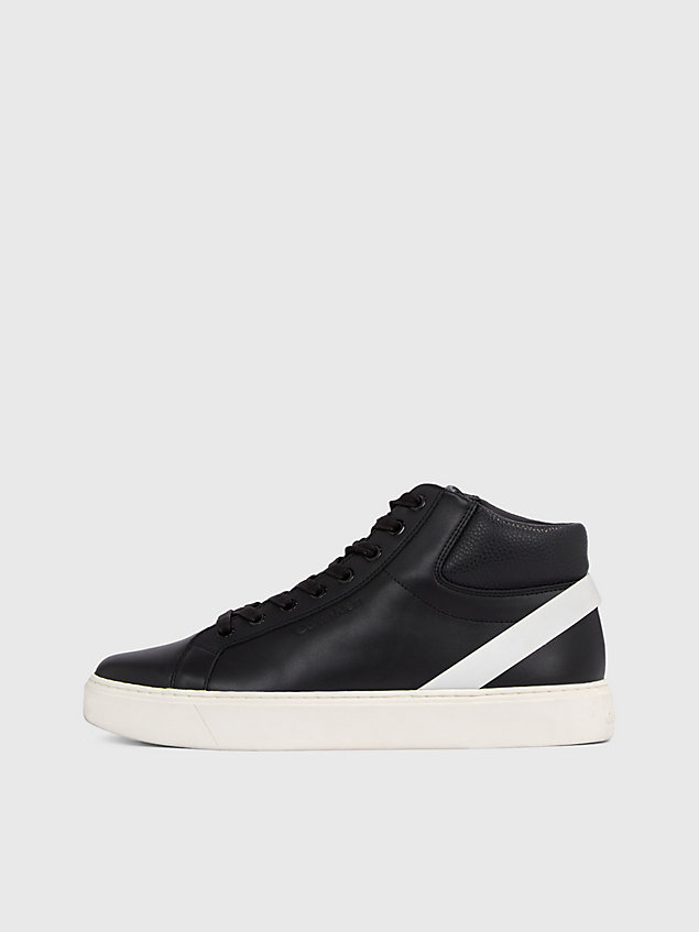 black leather high-top trainers for men calvin klein