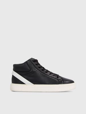 Mens leather on sale hi top trainers