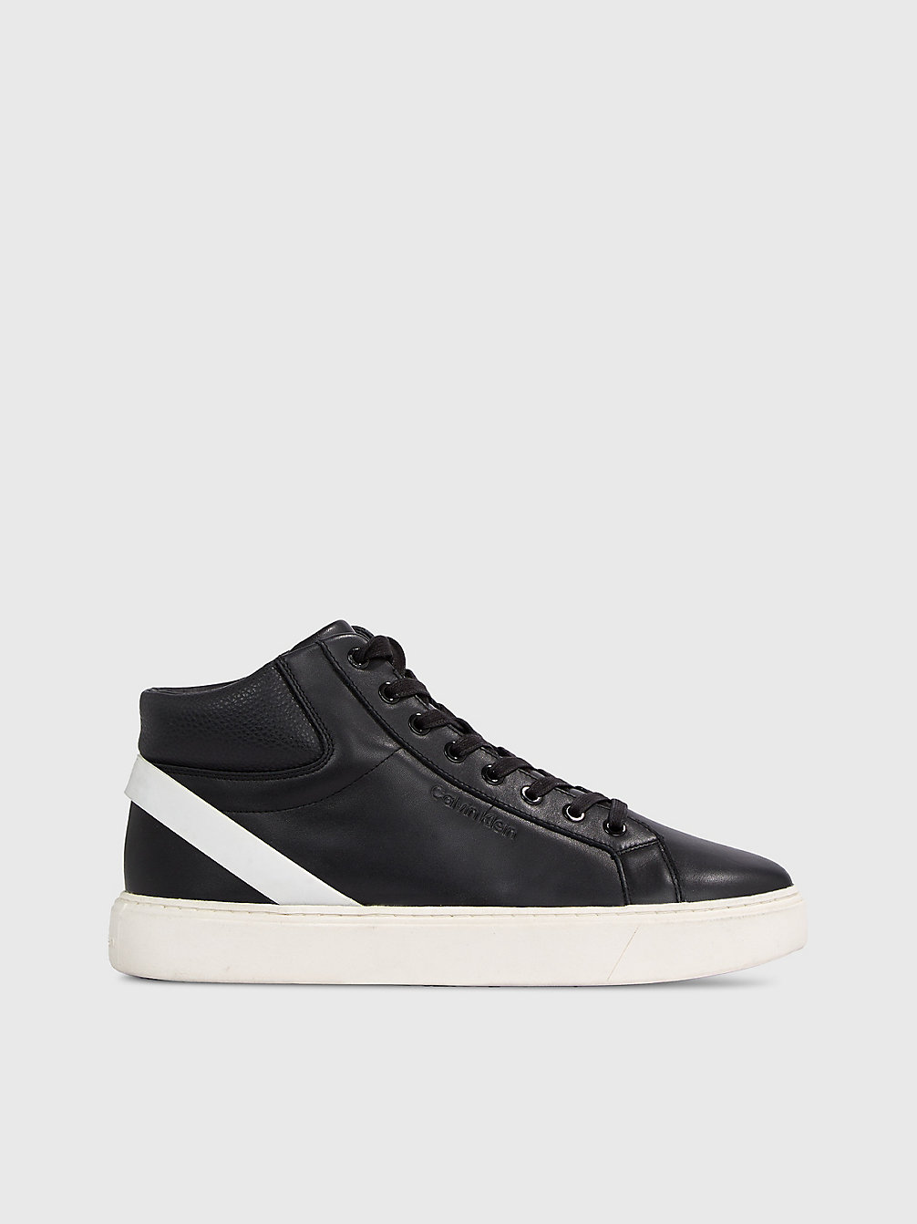 BLACK/WHITE Sneaker A Collo Alto In Pelle undefined Uomini Calvin Klein