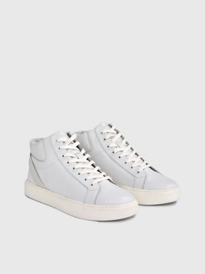 White leather cheap high top trainers