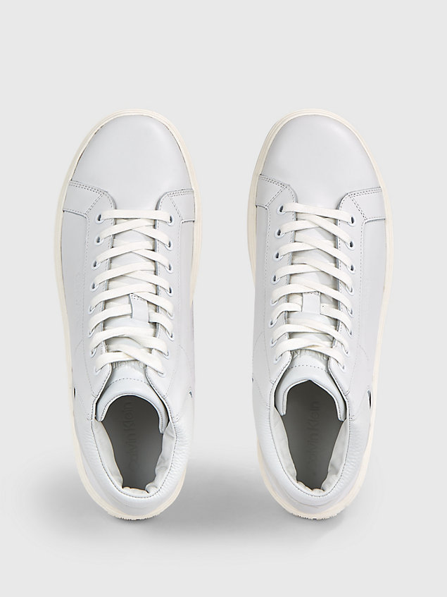 white leather high-top trainers for men calvin klein