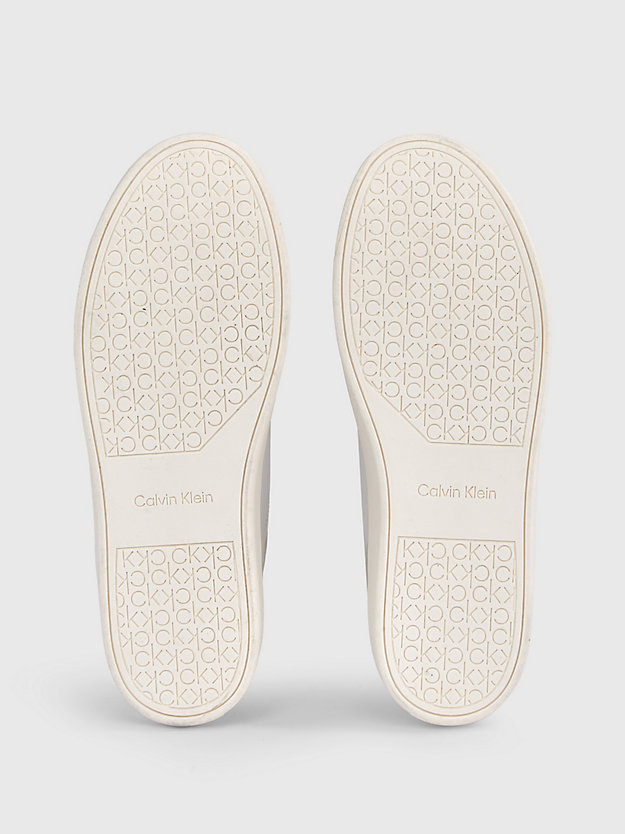 triple white leather high-top trainers for men calvin klein