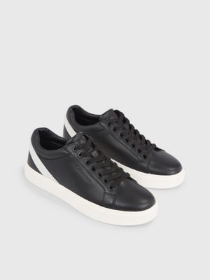 Calvin klein black clearance leather trainers