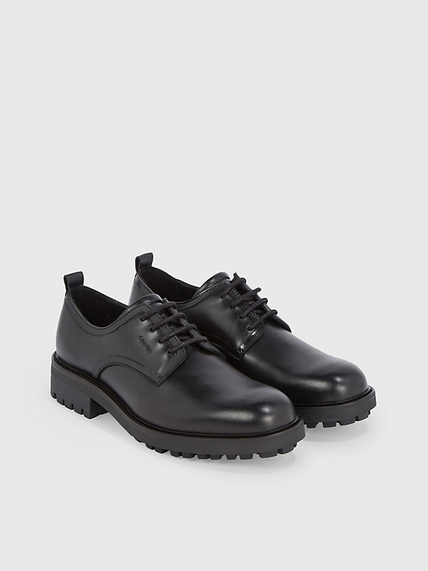 ck black leather lace-up shoes for men calvin klein