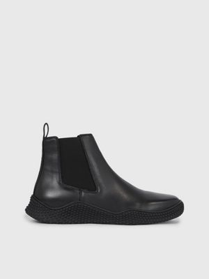 Calvin Klein Men's Brayden Chelsea Boot, Black Saffiano, 8.5