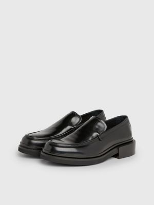 ck black leather loafers for men calvin klein