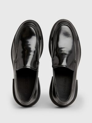 ck black leather loafers for men calvin klein