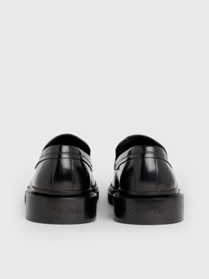 ck black leather loafers for men calvin klein