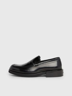 ck black leather loafers for men calvin klein