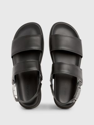 ck black leather sandals for men calvin klein