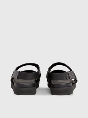 ck black leather sandals for men calvin klein