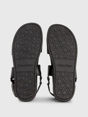 ck black leather sandals for men calvin klein