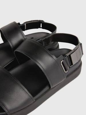 ck black leather sandals for men calvin klein