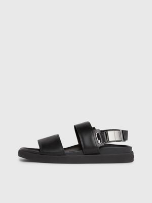 ck black leather sandals for men calvin klein