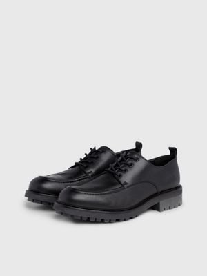 black/iron gate leather lace-up shoes for men calvin klein