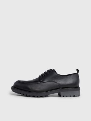 black/iron gate leather lace-up shoes for men calvin klein