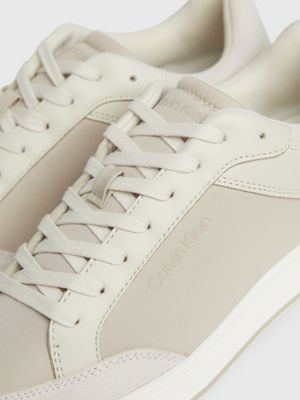 dk ecru/feather grey trainers for men calvin klein