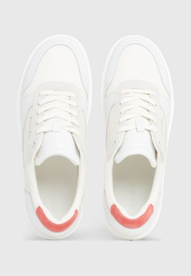 white/marshmallow/baked apple leather trainers for men calvin klein