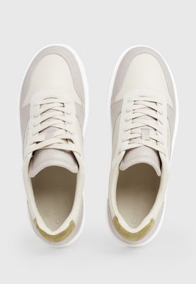 atmosphere/feather grey/delta green leather trainers for men calvin klein