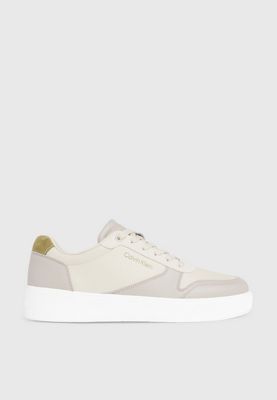 khaki leather trainers for men calvin klein