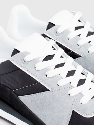 black/white/grey leather trainers for men calvin klein