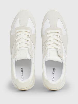 white/marshmallow leather trainers for men calvin klein