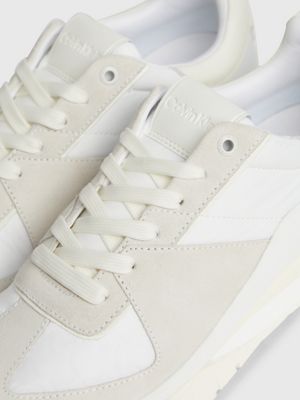 white/marshmallow leather trainers for men calvin klein