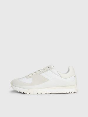 white/marshmallow leather trainers for men calvin klein