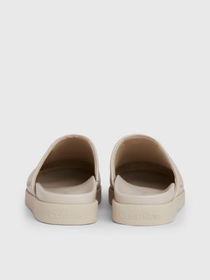 feather gray leather mules for men calvin klein