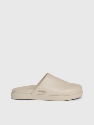 grey leather mules for men calvin klein