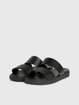 ck black leather sandals for men calvin klein