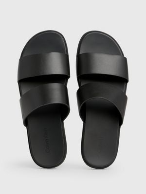 ck black leather sandals for men calvin klein