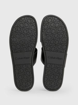 ck black leather sandals for men calvin klein