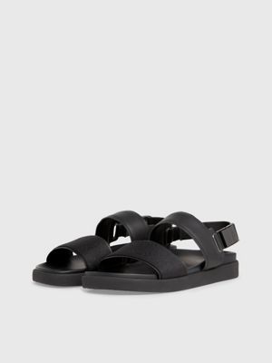 black mono jacquard logo jacquard sandals for men calvin klein