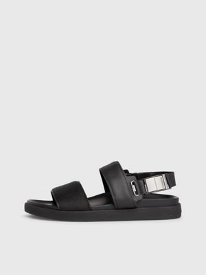 black mono jacquard logo jacquard sandals for men calvin klein