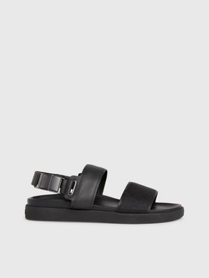 black logo jacquard sandals for men calvin klein