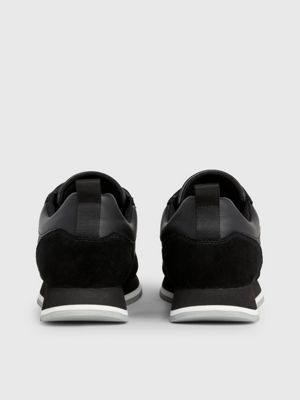 black stripe mono leather trainers for men calvin klein