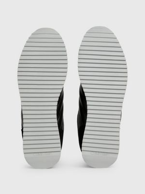 black stripe mono leather trainers for men calvin klein