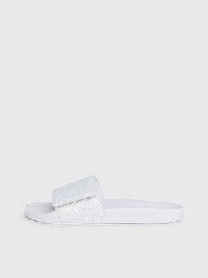 white mono jacquard logo jacquard sliders for men calvin klein