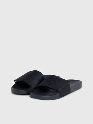 black mono jacquard logo jacquard sliders for men calvin klein