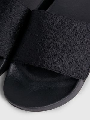 black mono jacquard logo jacquard sliders for men calvin klein