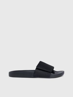 black logo jacquard sliders for men calvin klein