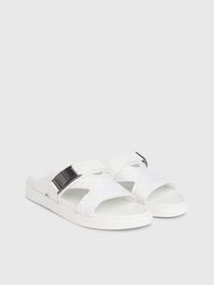 white mono jacquard logo jacquard sandals for men calvin klein