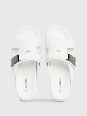 white mono jacquard logo jacquard sandals for men calvin klein