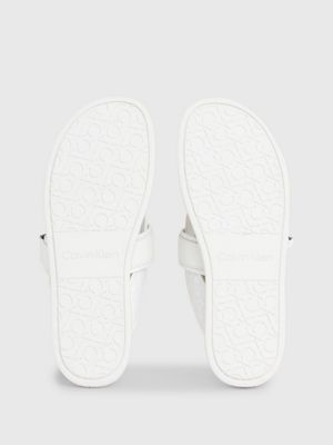 white mono jacquard logo jacquard sandals for men calvin klein