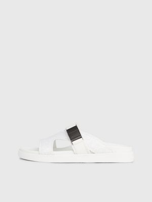 white mono jacquard logo jacquard sandals for men calvin klein