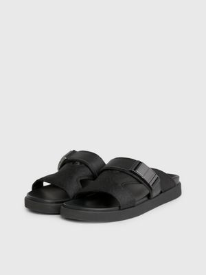 black mono jacquard logo jacquard sandals for men calvin klein