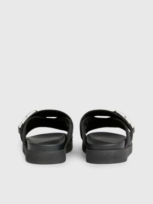 black mono jacquard logo jacquard sandals for men calvin klein