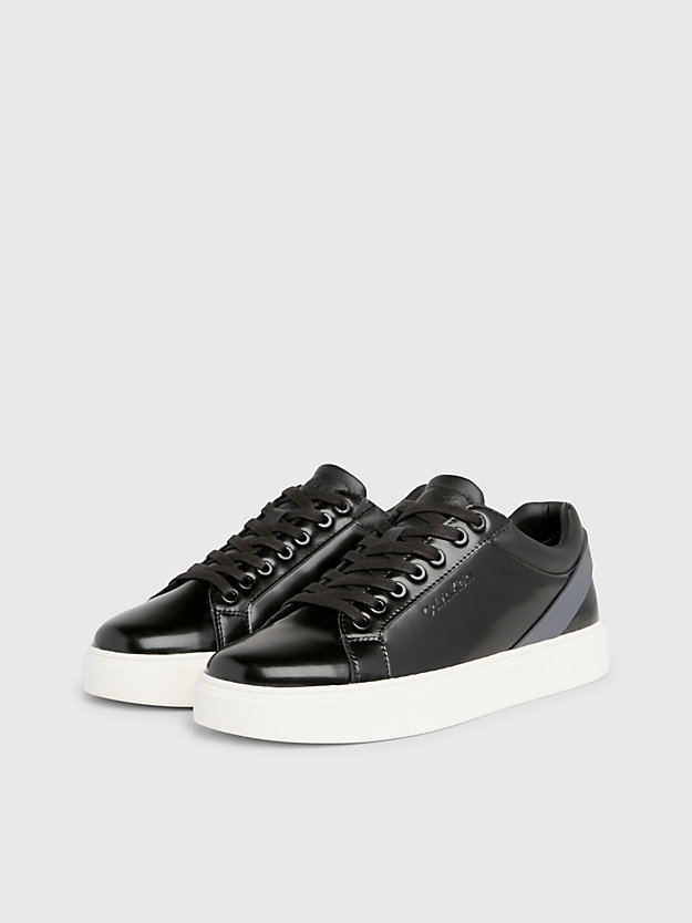 black / iron gate leather trainers for men calvin klein