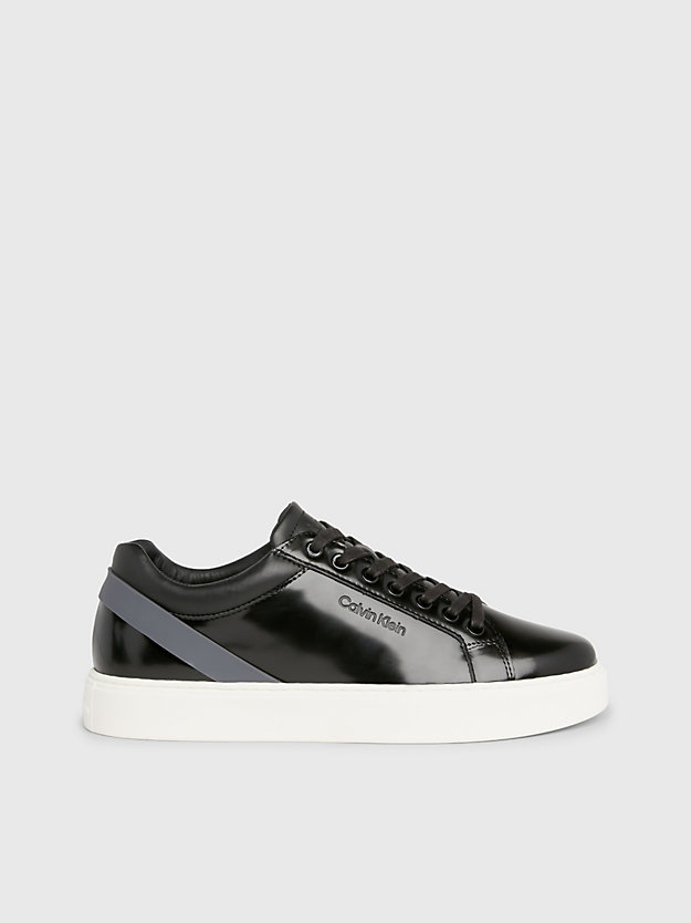 black / iron gate leather trainers for men calvin klein